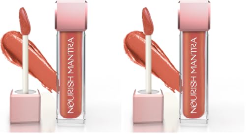 Image of Nourish Mantra's Spice & Shanti Lipstick (3.5ml) / Creamy Matte Liquid Lipstick with SPF /Water Proof /Smudge Proof /Transfer Proof /Long Lasting /Suits All Skin Tones (Pack of 2)