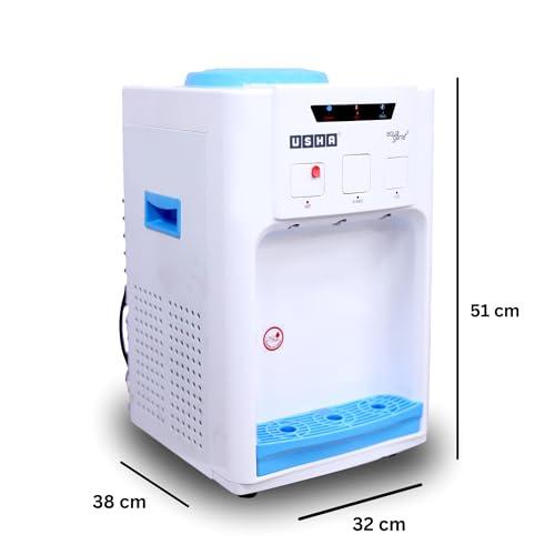 Image of USHA Aquagenie + Hot, Normal & Cold Table Top Water Dispenser, 3.2 Liter, White
