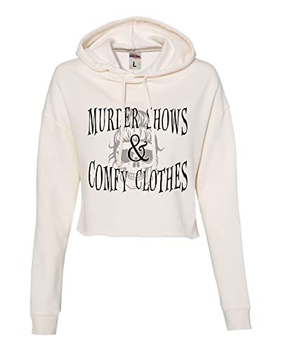 Small Bone Women Murder Shows & Comfy Clothes Funny Gift True Crime Cropped Hooded Sweatshirt