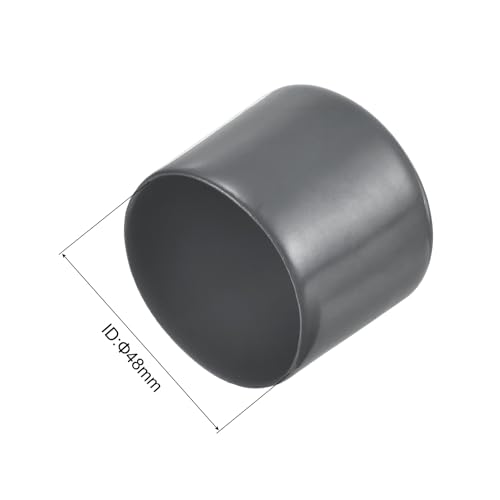 Image of uxcell 4pcs Rubber End Caps 1 7 /8 inch(48mm) ID Vinyl Round End Cap Cover Screw Thread Protectors Dark Grey, 40mm Height
