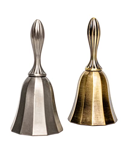 Huaer Suwimut Calling Hand Bell 2 Sets of Wedding Bells Dinner Bells Calling Bells Children's Classroom Bells Gold and Silver Set