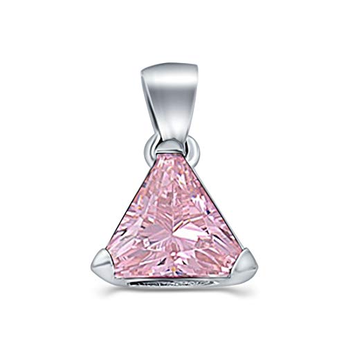 Blue Apple Co. Triangle Cut Charm Pendant Simulated Cubic Zirconia 925 Sterling Silver (11mm)