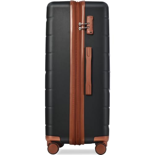 Luggage Sets 3 Piece Suitcase Set 20/24/28,Carry on Luggage Airline Approved,Hard Case with Spinner Wheels, Black and Brown2