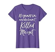 Cute 10th anniversary shirt for couples. Anniversary tshirts matching couples. Husband gift from wife. Funny anniversary shirt for men & wife. Romantic anniversary gift idea for him, her. Anniversary gift for young couples, grandparents, mom, dad, pa...