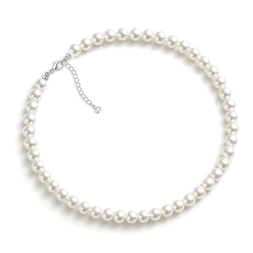 Image of Zeffy Pearl Necklace 4MM /6MM /8MM Dainty Round Imitation Pearl Choker Necklace Wedding Pearl Necklace Delicate Jewelry for Women Simple Bridesmaid Jewelry Gifts