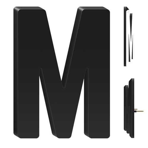 10 Inch Floating Acrylic House Numbers Letters, Adhesive Acrylic House Address Numbers for Outside, Modern Black Adhesive Address Letter and Number for Home Office Apartment (M)
