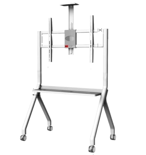 Soporte móvil para TV 55-100 pulgadas con ruedas y estante blanco miniatura 1