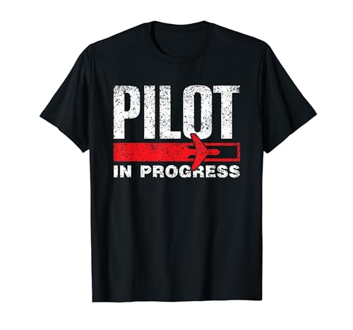 Piloto En Curso Aviación Lona Avión Aviador Piloto Camiseta