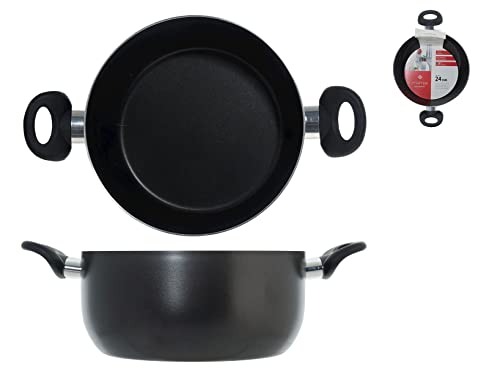 Home Maitre Casseruola Antiaderente con 2 Manici, Alluminio, Antracite/Nero, 24 cm