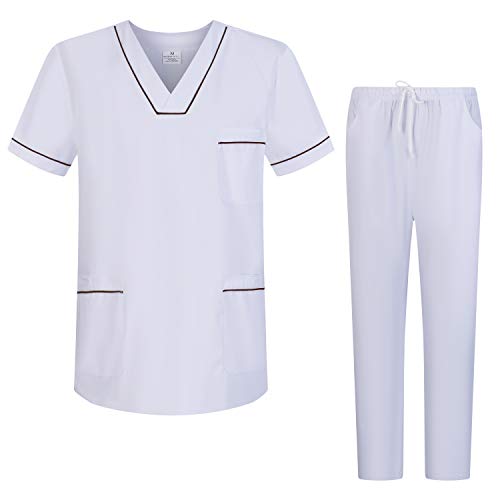 MISEMIYA - Conjuntos Uniformes Sanitarios Blanco Unisex - Uniformes MÉDICOS Casaca Y PANTALÓN Sanitarios Ref.81782 - XS, Marron 21