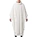 BLESSUME Church Priests Solid Chasuble Mass Vestments (White-Cowl Collar)