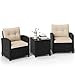GIANTEX Rattan Gartenmöbel Set, Balkonmöbel Kleiner Balkon, Lounge Möbel Outdoor, Balkon Set 2 Personen, Balkonmöbel Set 3 teilig 2 Sessel & Tisch, Terrassenmöbel Garten Möbelsets inkl. Kissen