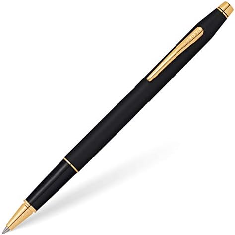 CROSS Classic Century Classic Black Rollerball Pen with 23CT Gold-Plated Appointments incl. Premium Gift Box  Refillable Rolling Ball Pen