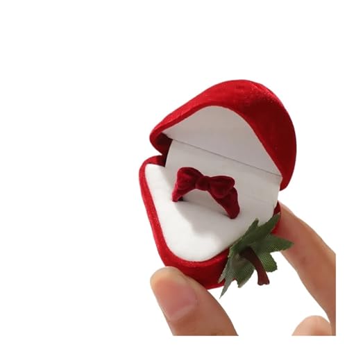 OJEVMLFVQ Ring Box Strawberry Box Cute Jewelry Boxes Ring Flocking Storage Fashion Earring