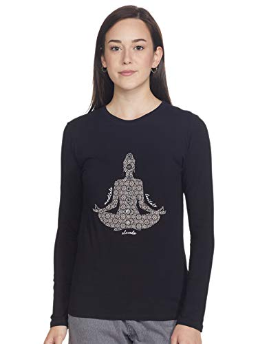 Image of Enamor Essentials Full Sleeve Round Neck Slim Fit Stretch Cotton Lounge Tshirt for Womens-E157