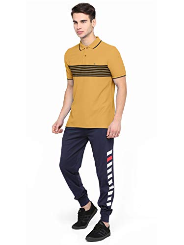 BULLMER Mens Regular Fit Printed Cotton Collared Tshirt/Polo Tshirt