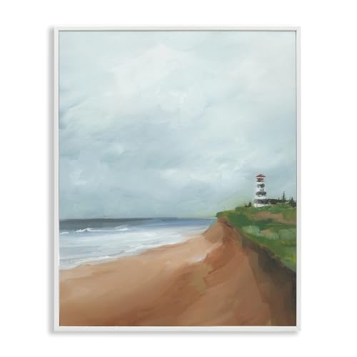 'Distant Lighthouse Beach Shore'| Framed Giclee Art