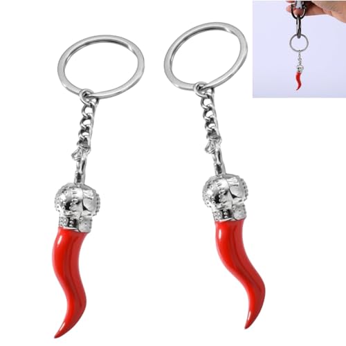 JFangZHZH Porte-clés Piment,2 pièce Porte-clés poivron Rouge,amulette Piment,Accessoire clé personnalisé,Pendentif métallique Porte-Bonheur pour Hommes et Femmes,porteurs de Bonheur