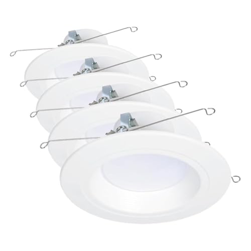 Image of HALO RL 5 /6 in LED Recessed Light Retrofit Selectable CCT 2700K, 3000K 3500K 4000K 5000K Dimmable Dim to Warm 900 /1200 Lumens Wet Location Indoor Outdoor Ceiling Downlight RL56LS9FSD2W1EWH (Pack of 4)