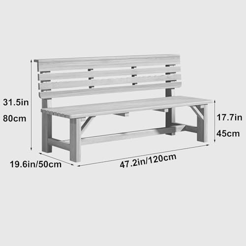 Banco rústico de madera para exteriores blanco con diseño clásico 5