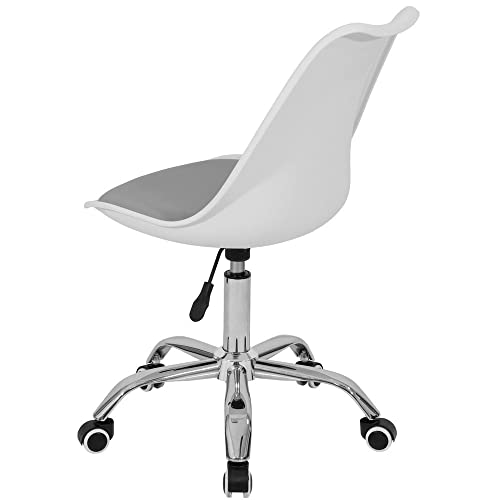 Image of Amazon Brand - Umi Height-Adjustable Modern Revolving Rotary Arm Office Study Desk Chair - Ideal for Spa, Bar, Home - White & Grey Color
