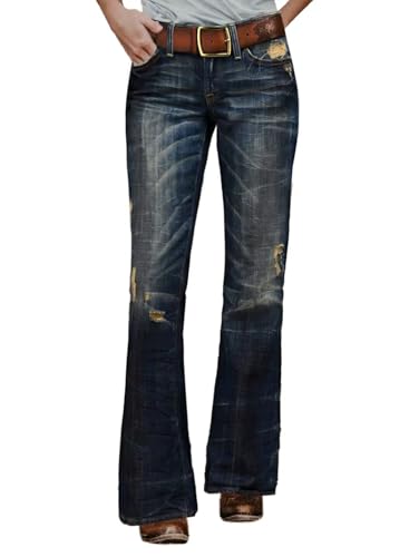 Flamingals Low Waist Boot Cut Jeans for Women Trendy Tummy Control Jeans Stretch Flare Leg Jeans