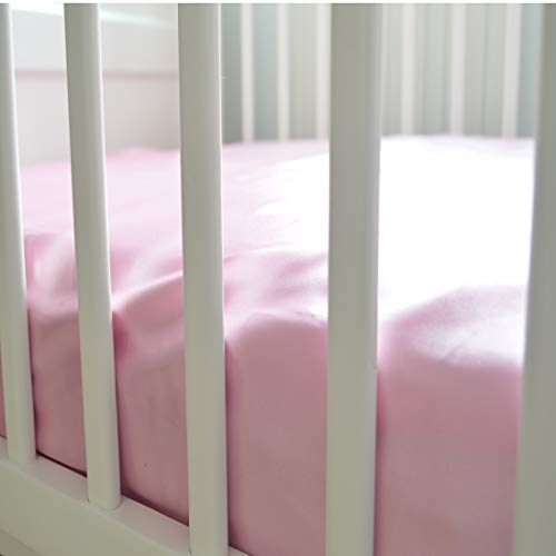 Cozysilk 100% Mulberry Silk Fitted Sheet for Toddler/Crib Sheet Fitted (Cute Pink)