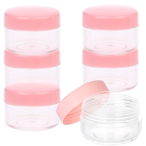 6 Pcs Travel Cosmetic Jars - 10g Empty Sample Pots for Creams Lotions Balms Refillable Small Containers for Storage - Clear Plastic Travel Pots with Lids for Makeup & Skincare