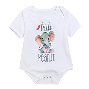 Xmiral Baby Meisjes Jongens Romper Letter Cartoon Olifant Prited Tops Peuter Pasgeboren Playsuit