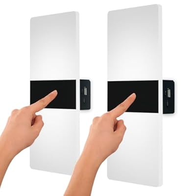 ANKBOY LED Wall Sconces Set of Two Battery Operated with Switch, Cordless Magnetic Wall Lamp Rechargeable USB Bedside Wall Light Fixtures for Bedroom, 3 Brightness Adjustable, Cool White 6000K