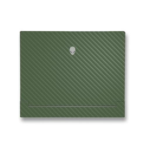 Image of MightySkins Carbon Fiber Skin Compatible with Alienware X14 R2 (2023) Full Wrap Kit - Solid Olive | Protective, Durable Textured Carbon Fiber Finish | Easy to Apply & Change Styles | Made in The USA
