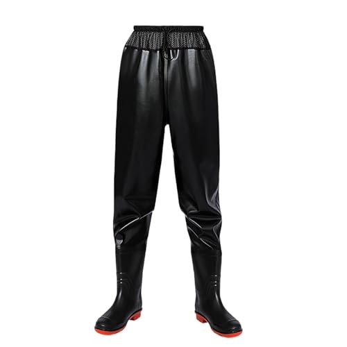 Proximitck Fishing Waders for Men Women, Breathable Waist Wader Pants Fishing Waders with Boots, Waterproof Bootfoot Waders (Cowhide Pattern) Black