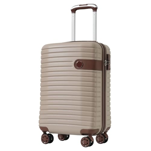 3 Piece Lightweight Hardshell ABS Carry-On Luggage Set with Wheels - Khaki Travel Suitcases4
