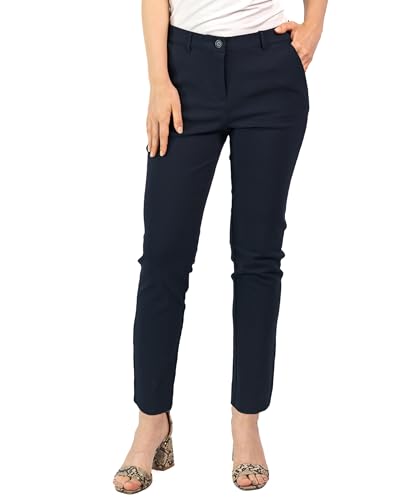 Sandy&Sid Comfort Stretch Work Pants, for Petite & Plus Size Women, Cropped Ankle Black Business Casual Slacks