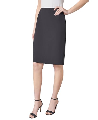 Kasper Women's Petite Stretch Crepe Knee Length Pencil Skirt, Black2