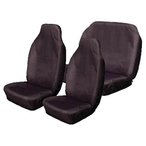 Carseatcover-UK Heavy Duty Black Waterproof Car Seat Covers Full Set, Universal Fit Car Seat Protector, Front & Rear/Back Car Seat Cover for Dogs, Children, Mechanics Cover