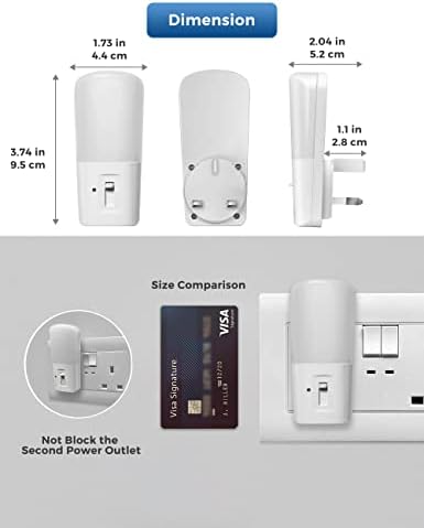 LOHAS LED Plug in Night Lights, Brightness Adjustable, Light Sensor, Children Room Light, Cool White 6000K, 1W, 5LM-80LM, Used in The Bedroom, Baby Room, Staircase, 2 Pack