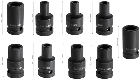 Fabater Tap Socket Wrench Set, 9 Piece Adjustable Tap Holders, 1/2 Adapter for Electric Pneumatic Hand Wrench, M6, M8, M10, M14, M20, M22, M24