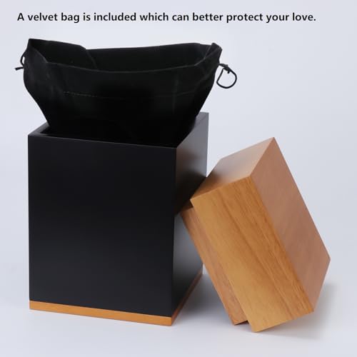 Image of Wood Cremation Urns for Human Ashes Adult Male or Female | Funeral Memorial Urns with Velvet Bag,Wooden Urns Box and Casket for Men Women,Burial Urn for Adults Up to 250 IBS
