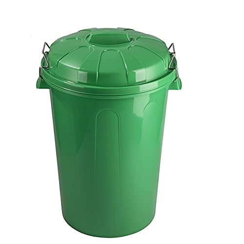 Tradineur Poubelle en plastique avec poignées métalliques, poubelle avec couvercle, recyclage, industriel, maison, fabriqué en Espagne (vert, 100 litres,...