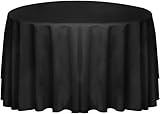 90-Inch Round Tablecloth - 100 Percent Polyester - Professionally Hemmed Edges - by Utopia Kitchen (Black)
