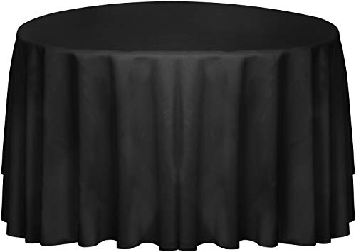 Utopia Kitchen 90 Inches Round Tablecloth - 100 Percent Polyester - Professionally Hemmed Edges (Black, 1)