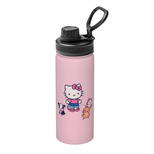 水筒 ハローキティ かわいい アニメ スポーツボトル 保温 保冷 ステンレス製 魔法瓶 直飲み キャリーハンドル付き 大容量 軽量 山登り 運動 旅行 人気 漫画 ファッション ギフト