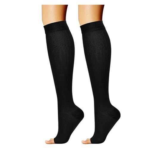 XCTDSVAH Bas De Contention Bas de Compression for Chaussettes Multifonctions à Bout Ouvert et for Mollets(Black,XX-Large)