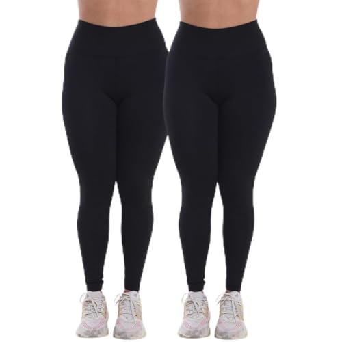 Kit 2 Calças Legging Feminina Treino Academia Fitnes (BR, Alfa, P, Regular, Regular, Preto)