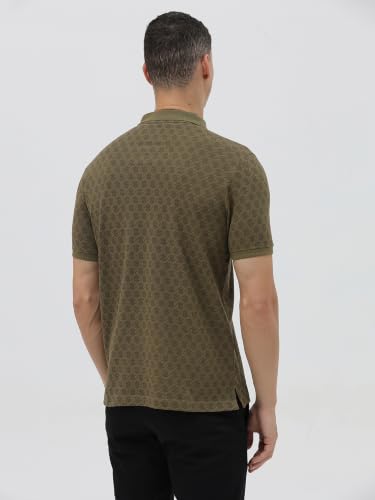 Image of CROCODILE Men's All Over Print Cotton Casual Wear T-Shirt | Collar | Half Sleeve | Comfort Fit | Pull On | Regular