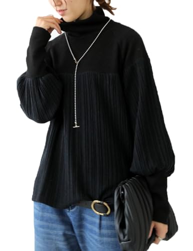 [antiqua] [アンティカ] ドルマン ニット レディース 長袖 PA-03570 Free Size 05 ブラックのサムネイル