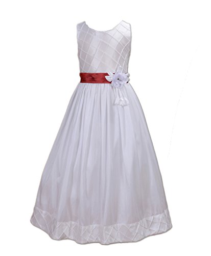 Cinda Clothing Baby Girls' Bridesmaid Dress 2-3 Years White and Burgundy Sash Cinda Clothing Baby Girls' Bridesmaid Dress 2-3 Years White and Burgundy Sash
