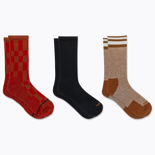Merrell Camper Everyday Wool Crew Socks 1 Pair, Brown Assort, Men's 9-12 / Women's 10-134