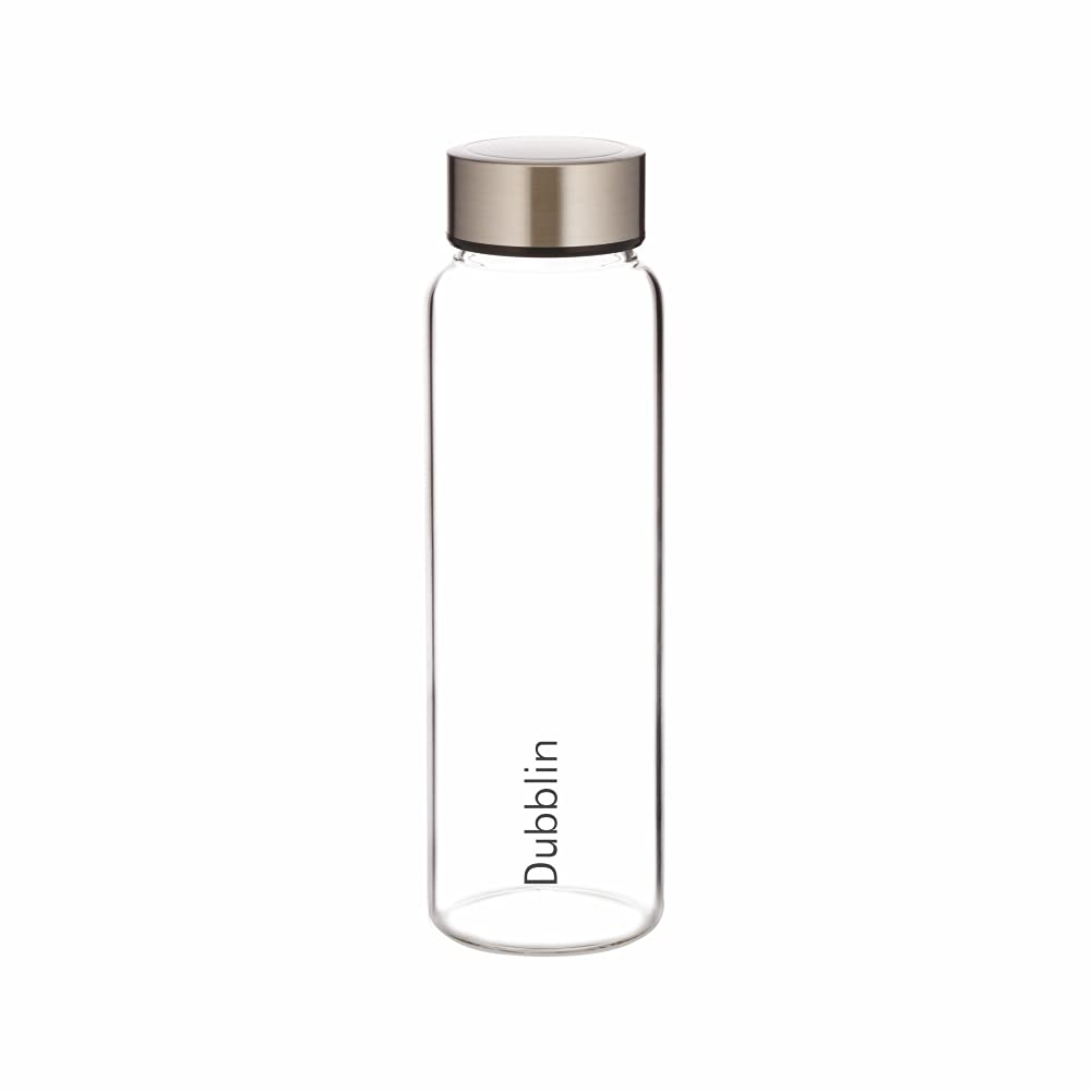DUBBLIN Stream 1000 Borosilicate Glass Water Bottle, Steel Lid, 1000 ml (Pack of 1) (B094NVJPWP) Amazon Price History, Amazon Price Tracker
